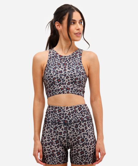 top feminino halterneck esportivo ace animal print bege P
