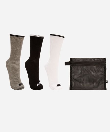kit de 3 meias cano longo ace colorido 39-43