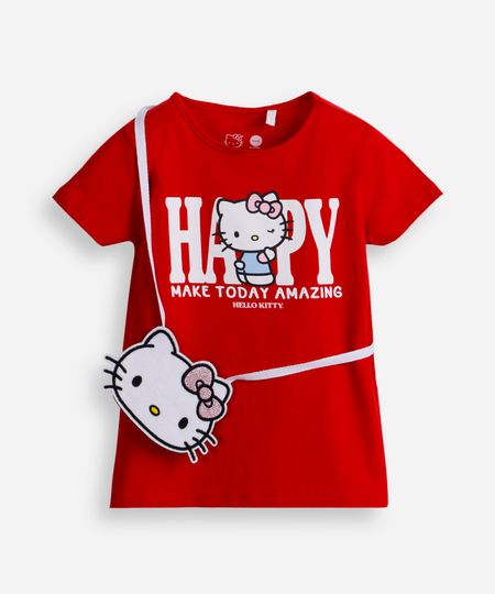 blusa infantil de algodão hello kitty com bolsa vermelha 8 blusa infantil de algodão hello kitty com bolsa vermelha 8