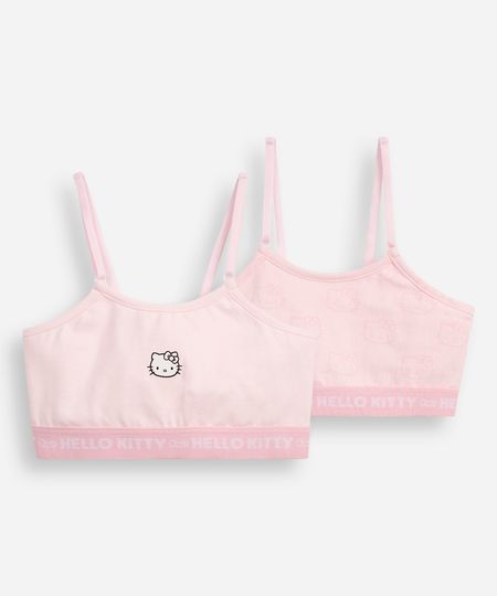 kit de 2 sutiãs infantil de algodão hello kitty rosa 12