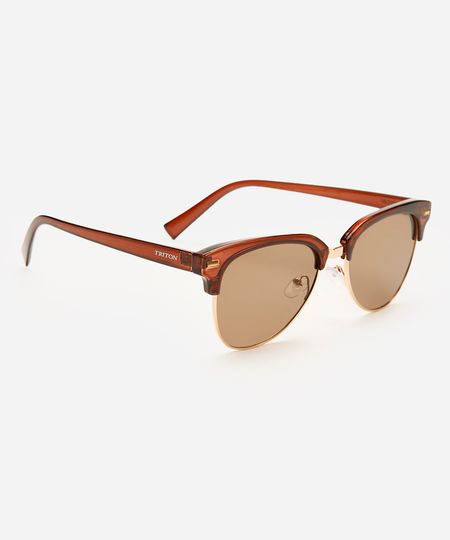 óculos de sol oval triton dourado UNICO