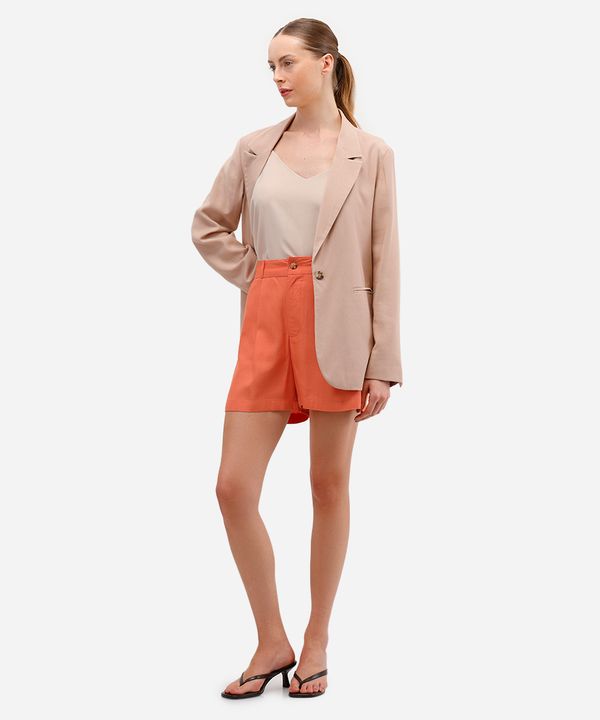 short feminino de alfaiataria com linho laranja 36