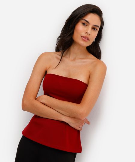 blusa sem alça feminina com viscose vinho G