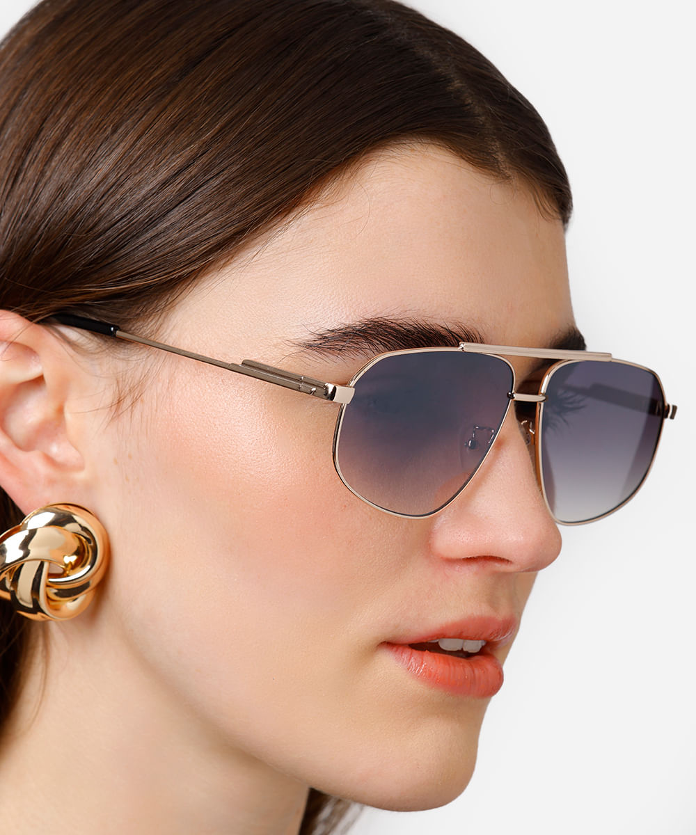 óculos de sol aviador mindset unissex dourado