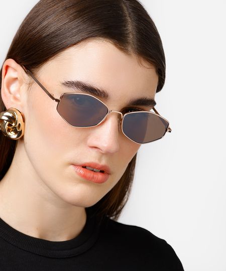 óculos de sol oval mindset dourado UNICO