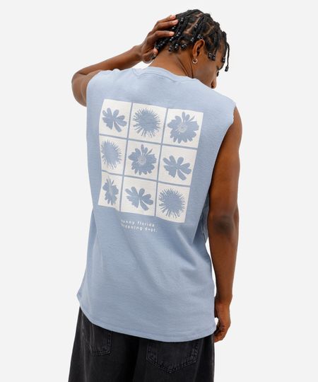 regata machão masculina de algodão estampada texturizada azul P regata machão masculina de algodão estampada texturizada azul P