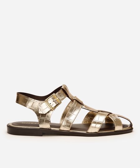 sandália pescador crocro metalizada oneself dourado 37