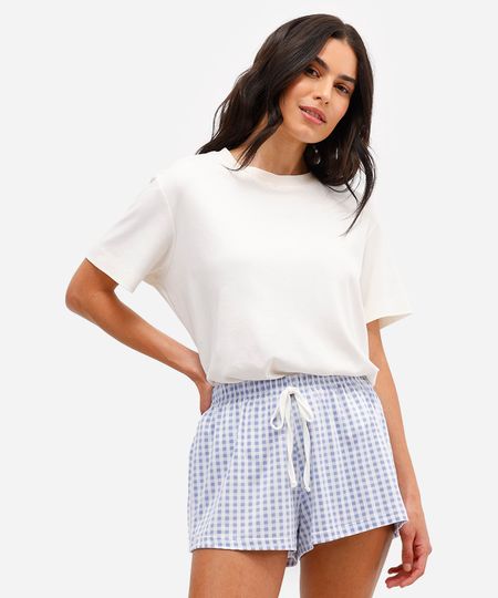 short de pijama avulso xadrez azul PP short de pijama avulso xadrez azul PP