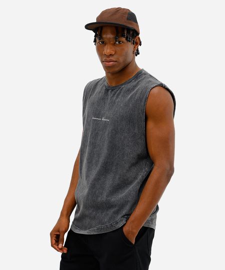 regata machão masculina de algodão estampada estonada preta PP regata machão masculina de algodão estampada estonada preta PP