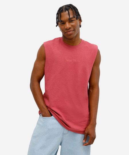 regata machão masculina de algodão bordada texturizada rosa PP regata machão masculina de algodão bordada texturizada rosa PP