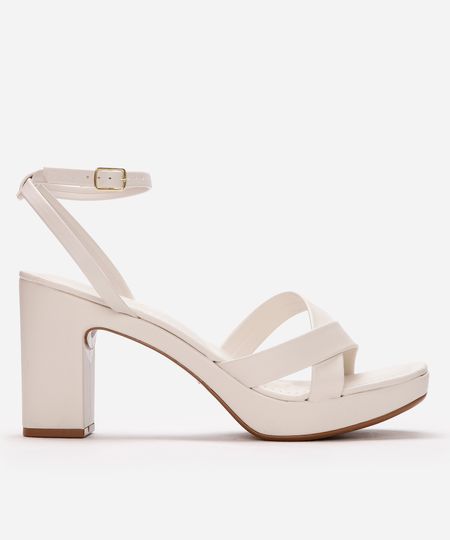 sandália feminina salto alto meia pata oneself - off white 35
