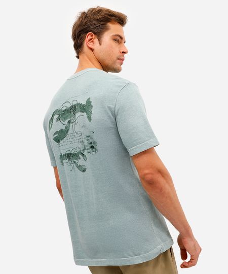 camiseta masculina de algodão lagosta estonada verde G camiseta masculina de algodão lagosta estonada verde G