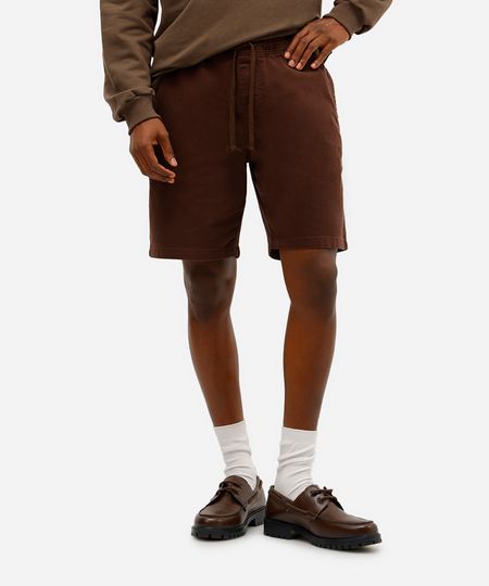 bermuda masculina de sarja cós com elástico marrom GG
