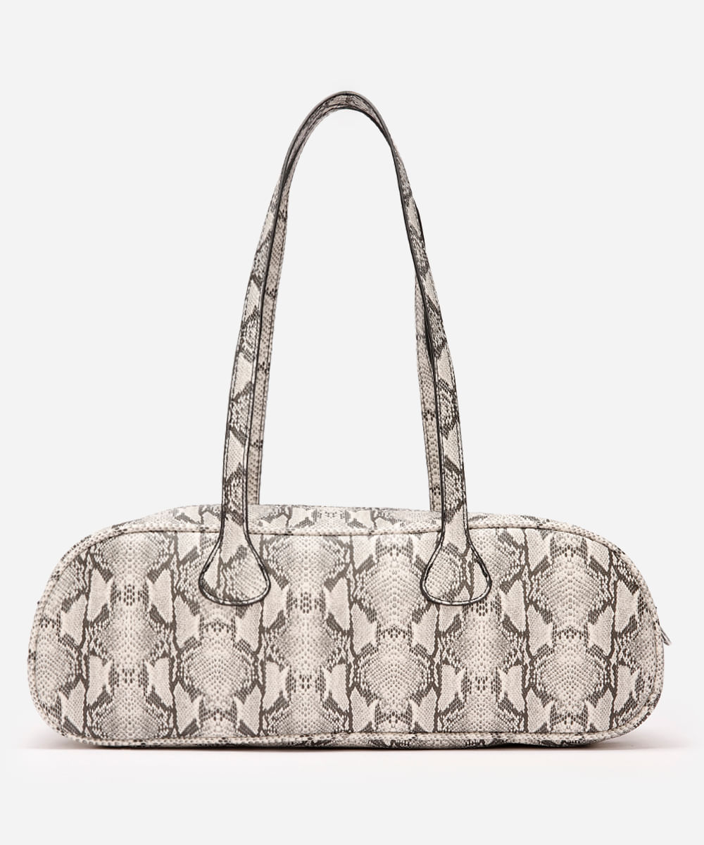 bolsa baguete animal print preta
