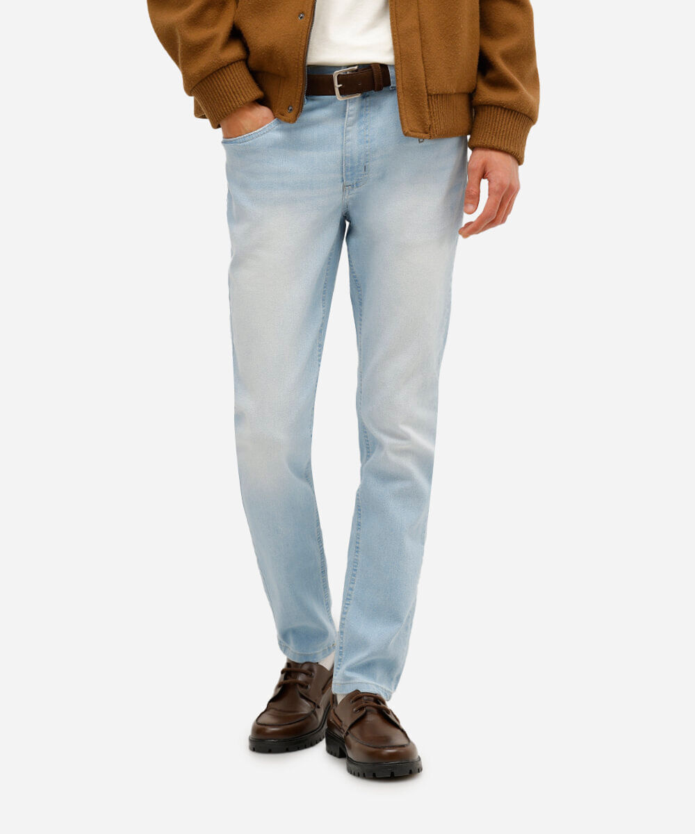 calça skinny jeans com bolsos azul