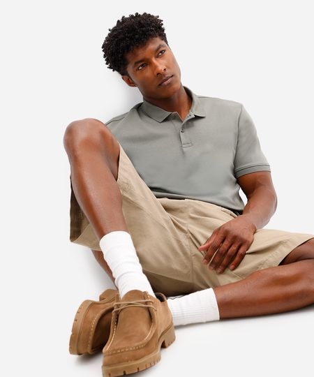 polo masculina de algodão peruano manga curta verde GG polo masculina de algodão peruano manga curta verde GG