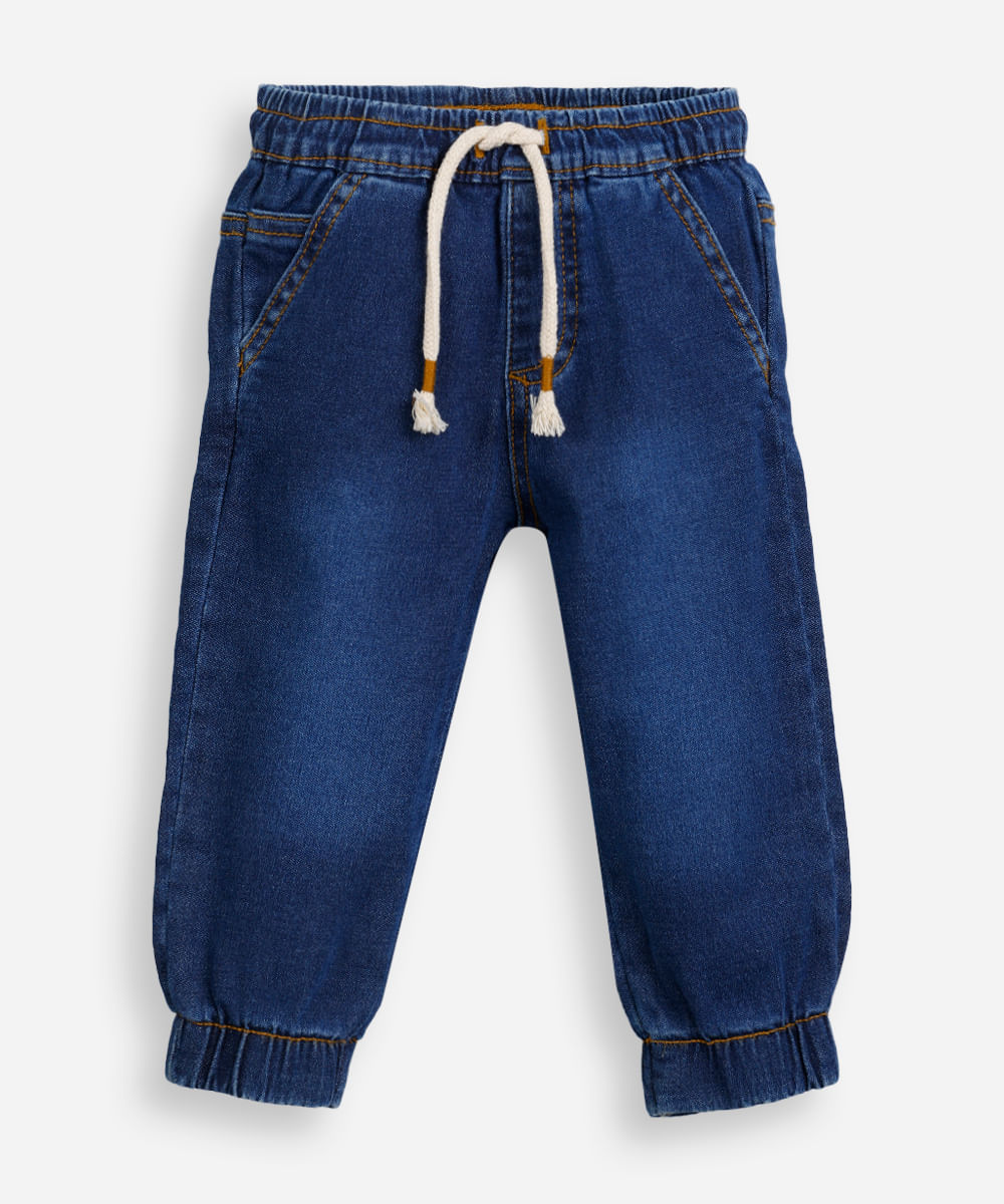 calça infantil moletom jeans azul