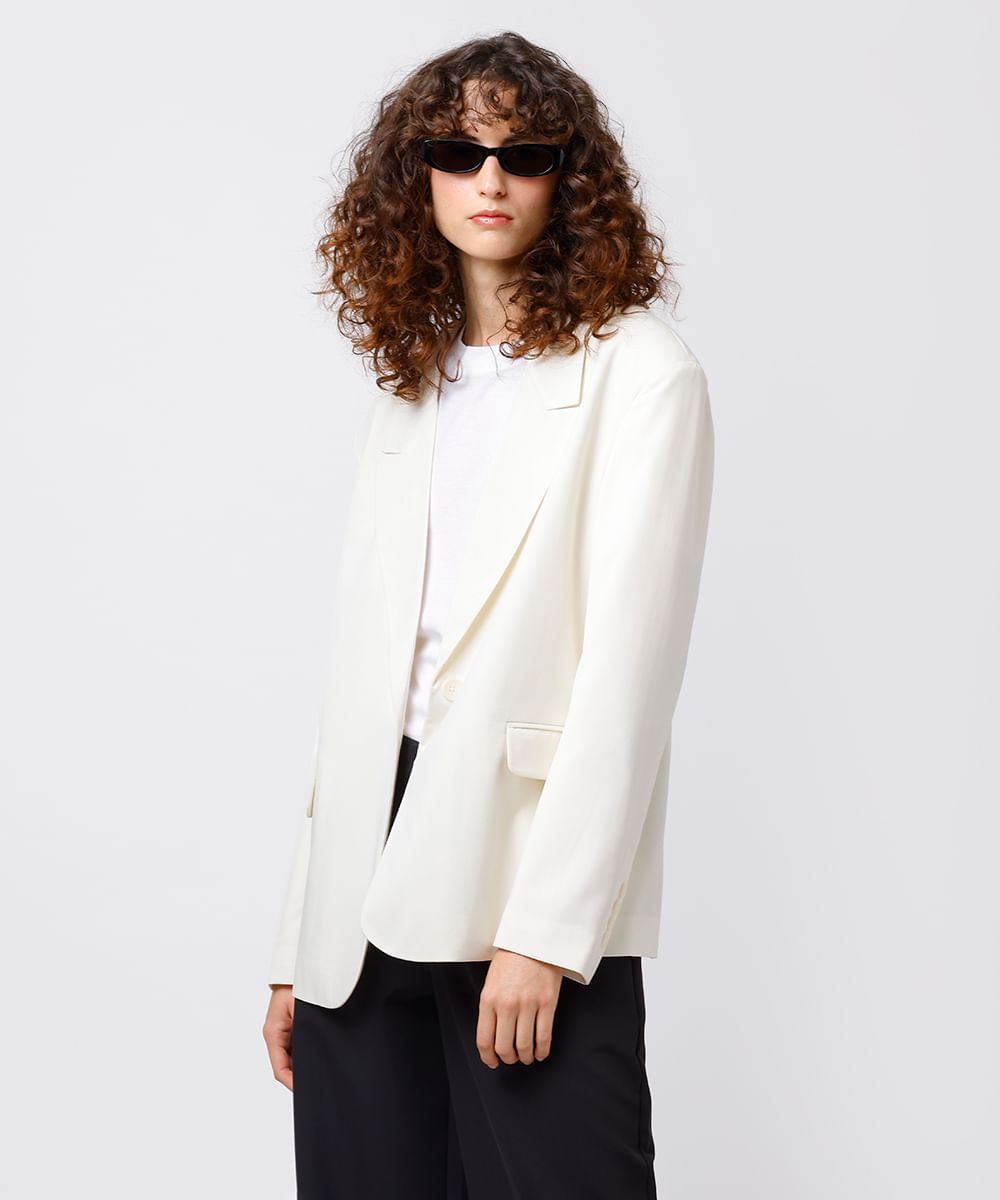 blazer feminino de alfaiataria oversized mindset off white