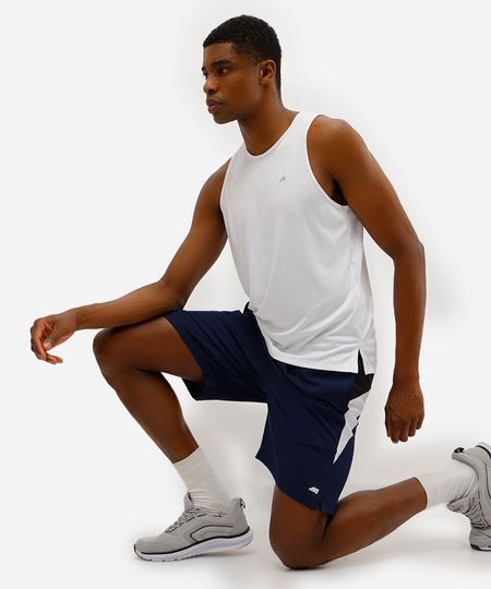 short masculino com bolsos e cordão azul G
