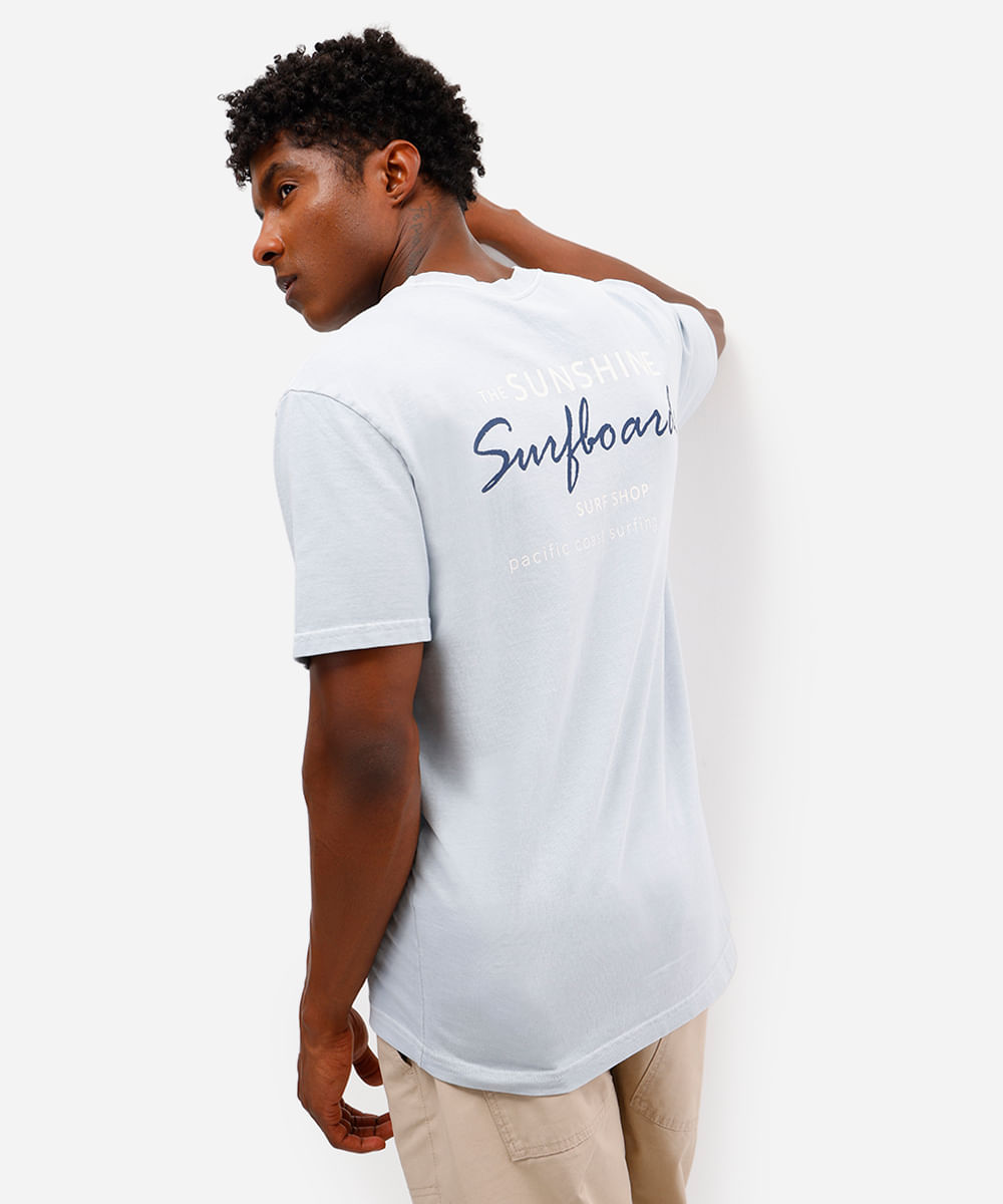 camiseta masculina de algodão estampada azul