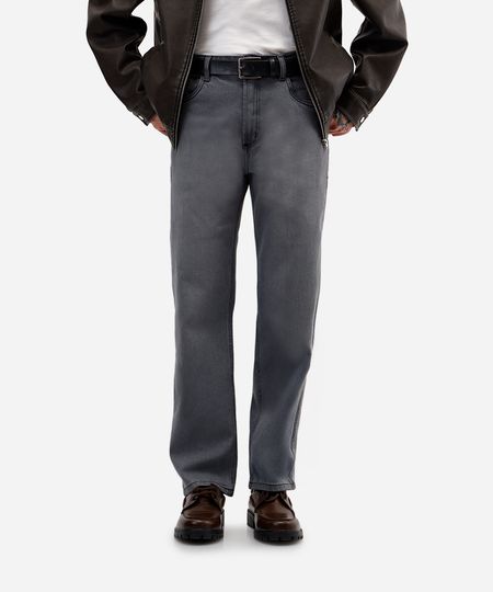 calça reta masculina jeans cinza 38 calça reta masculina jeans cinza 38
