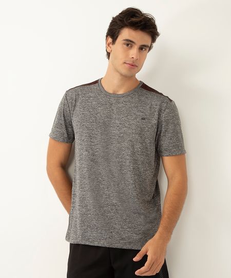 camiseta masculina esportiva ace manga curta com recorte bicolor cinza GG