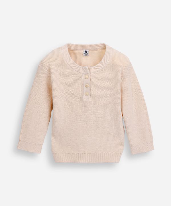 suéter infantil de tricot em algodão bege 3-6