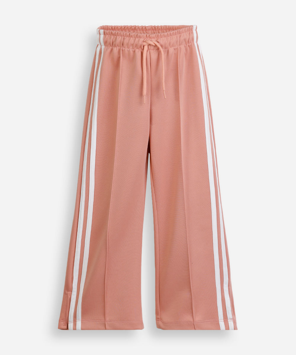 calça reta infantil com listras rosa