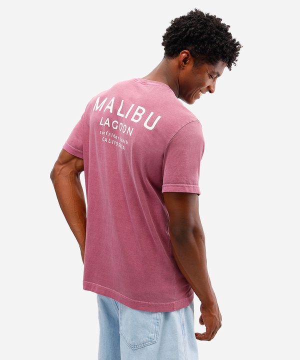 camiseta masculina de algodão manga curta malibu rosa G