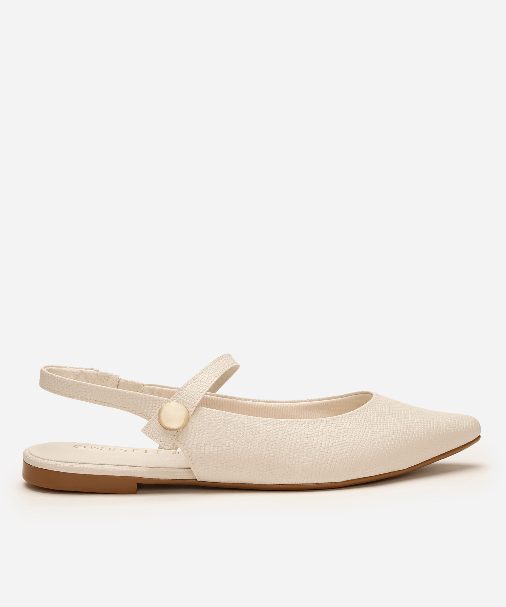 sapatilha boneca bico fino texturizada oneself off white
