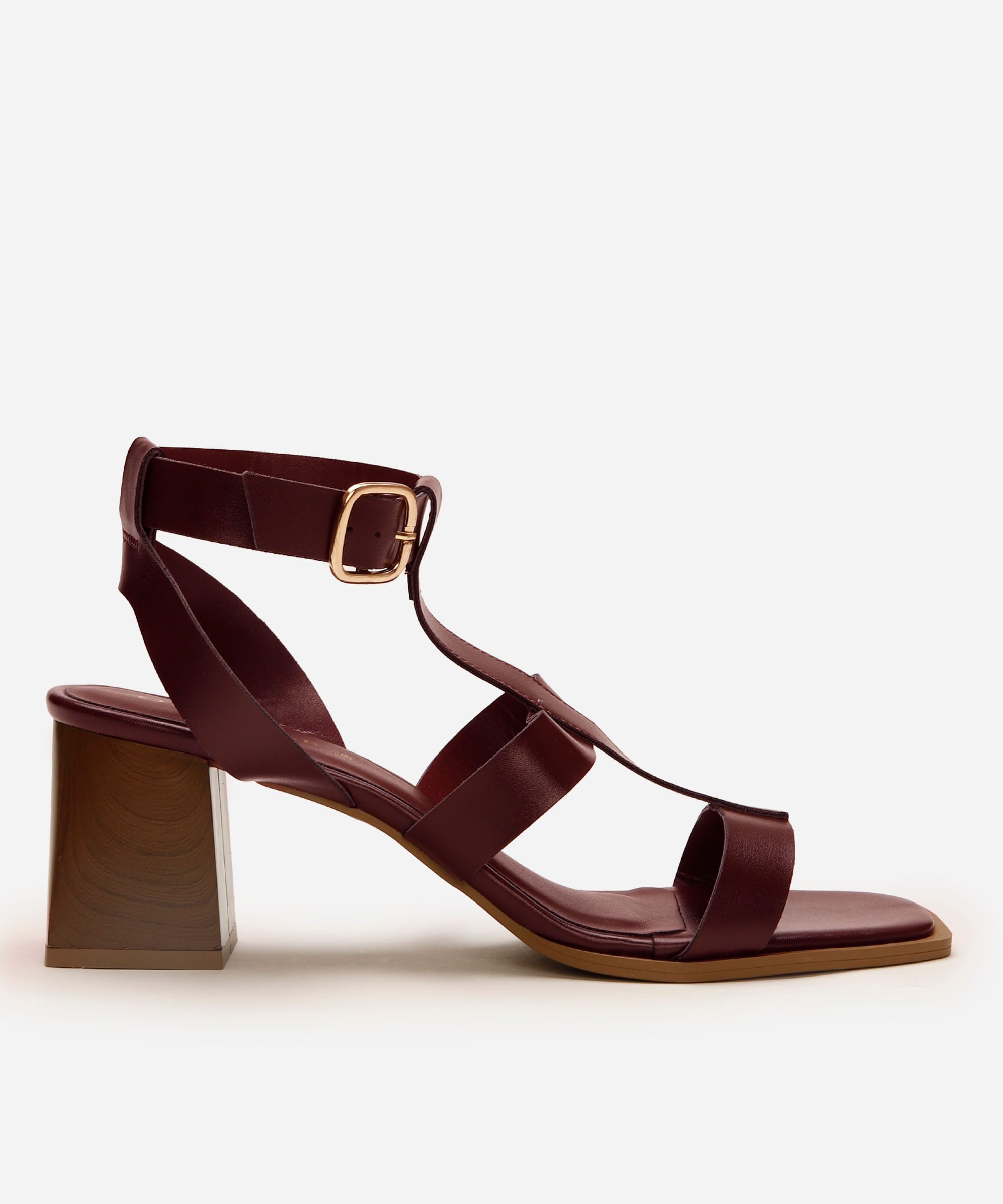 sandália gladiadora salto grosso oneself vinho