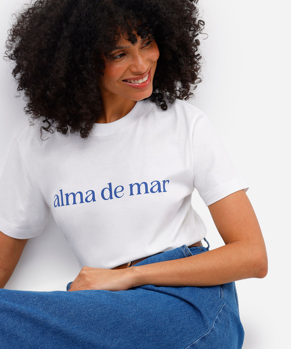 camiseta feminina de algodão alma de mar off white