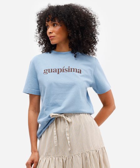camiseta feminina de algodão guapíssima azul PP camiseta feminina de algodão guapíssima azul PP
