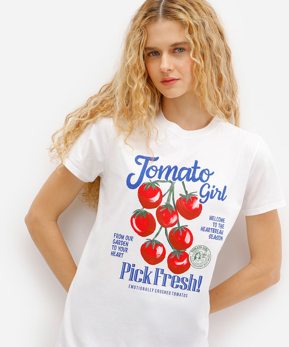 camiseta feminina de algodão tomato girl off white