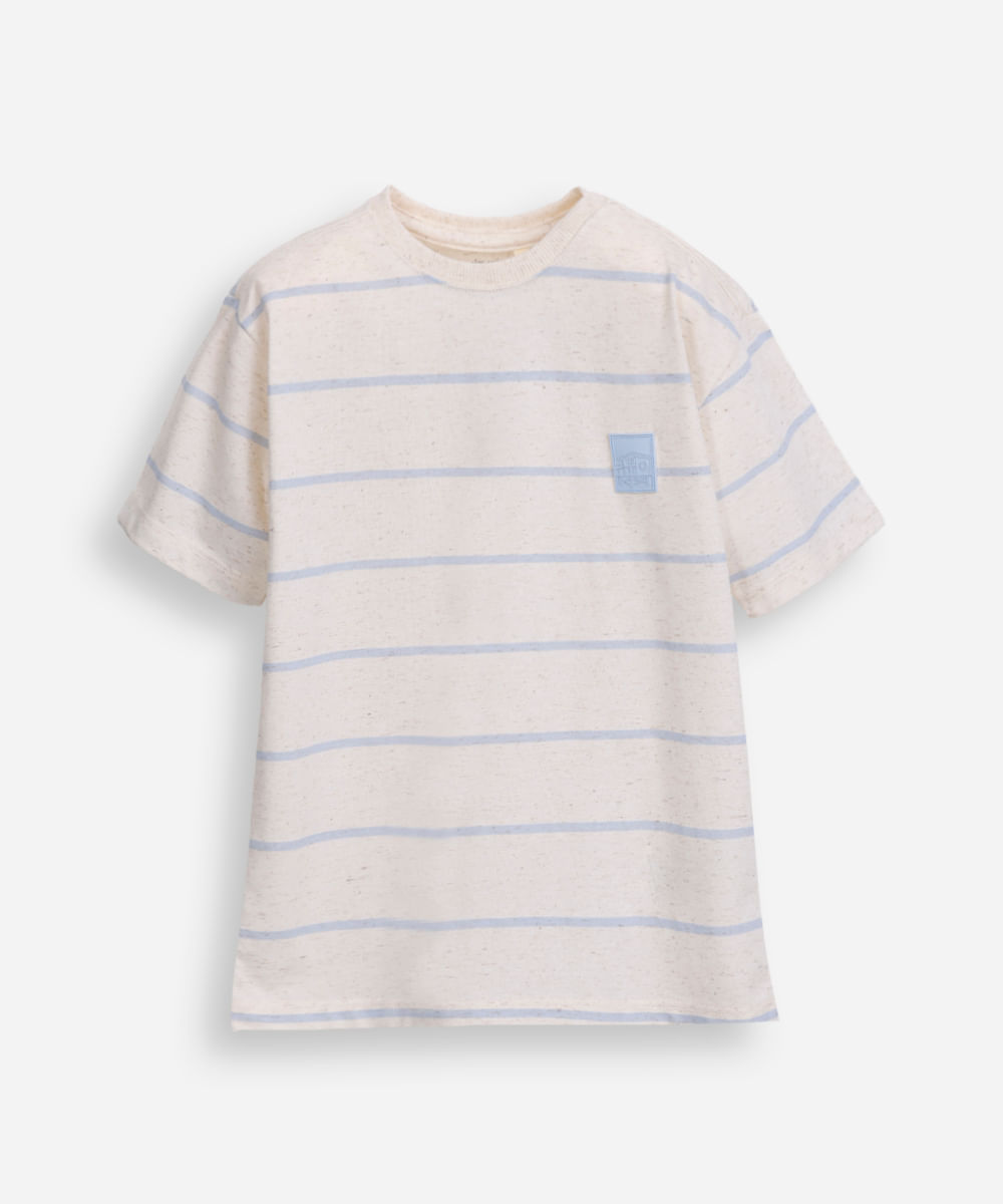 camiseta infantil com linho listrada azul