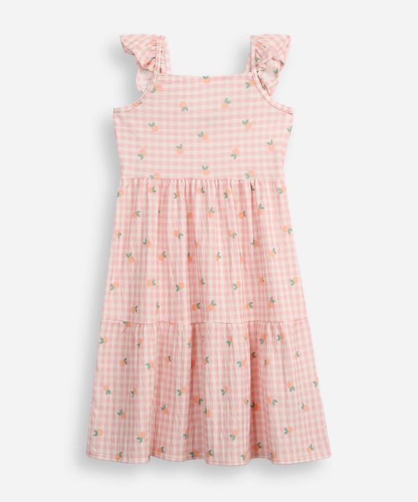 vestido infantil frutinhas xadrez texturizado colorido 4