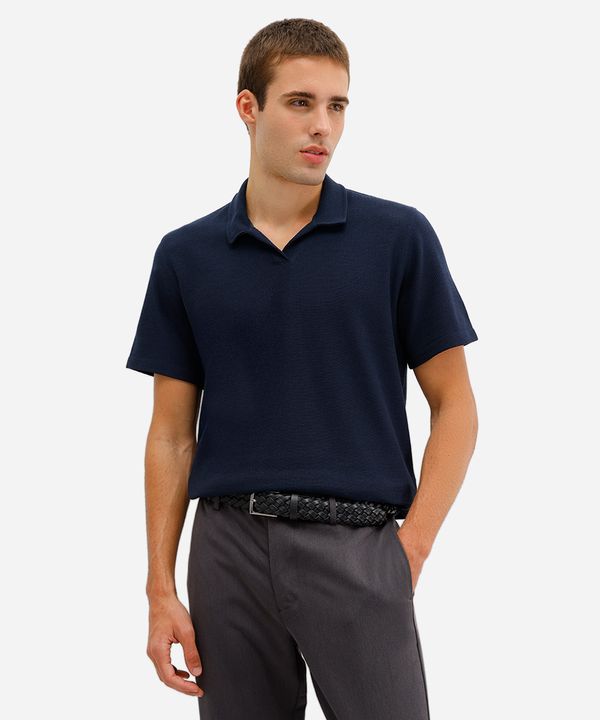 polo comfort texturizada azul M