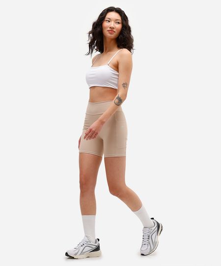 bermuda feminina com bolso esportiva ace bege P bermuda feminina com bolso esportiva ace bege P