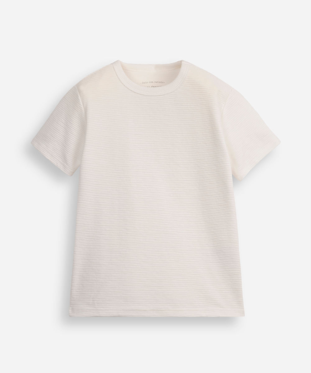 camiseta infantil manga curta canelada off white