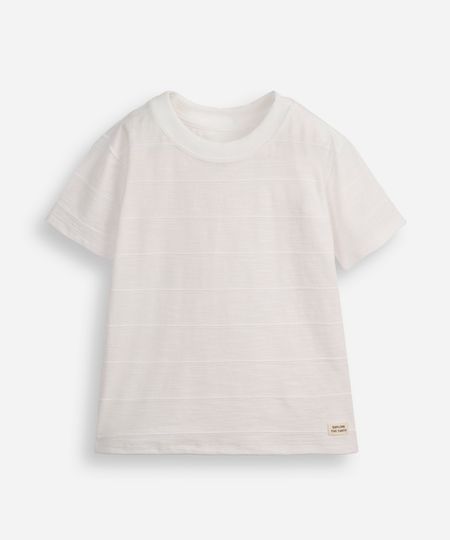 camiseta de algodão infantil básica texturizada off white 4
