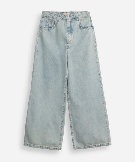 calça wide leg juvenil jeans azul 12