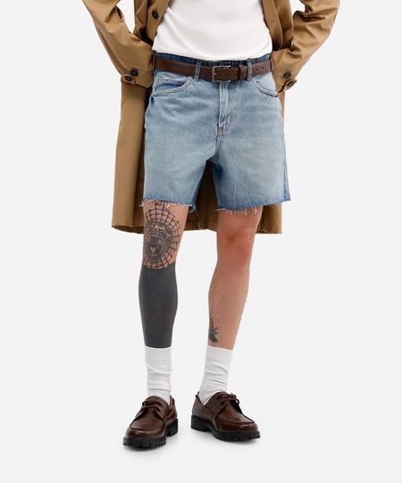 short masculino jeans barra a fio - jeans escuro dirty 40