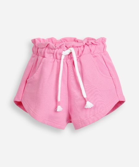short infantil de moletom sem felpa cós elástico rosa 1 short infantil de moletom sem felpa cós elástico rosa 1