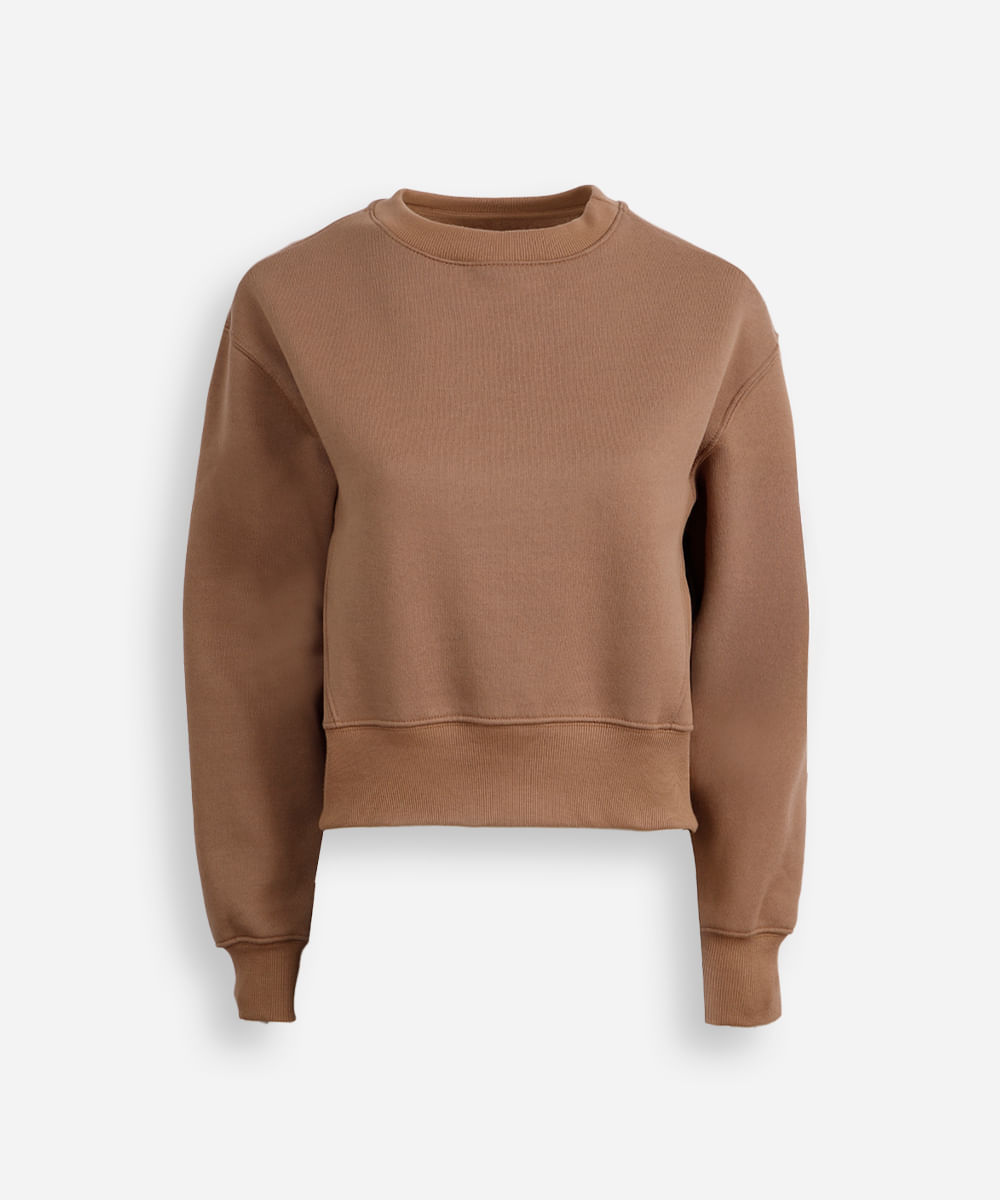 blusão de moletom juvenil com recortes básico marrom blusão de moletom juvenil com recortes básico marrom