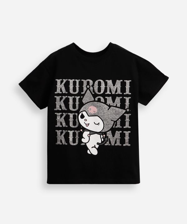 camiseta infantil de algodão manga curta kuromi preta 10