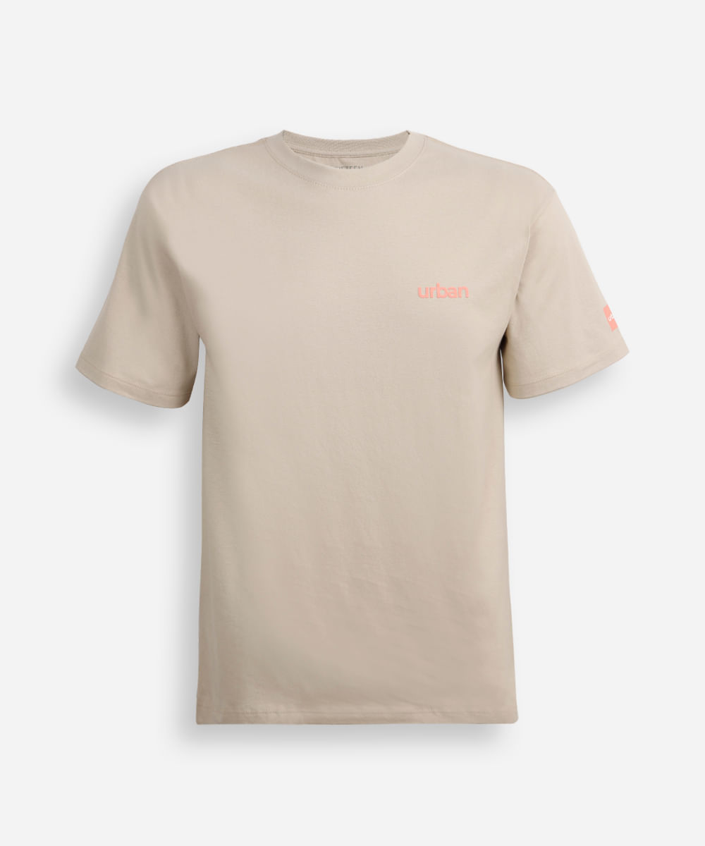 camiseta de algodão juvenil manga curta urban bege