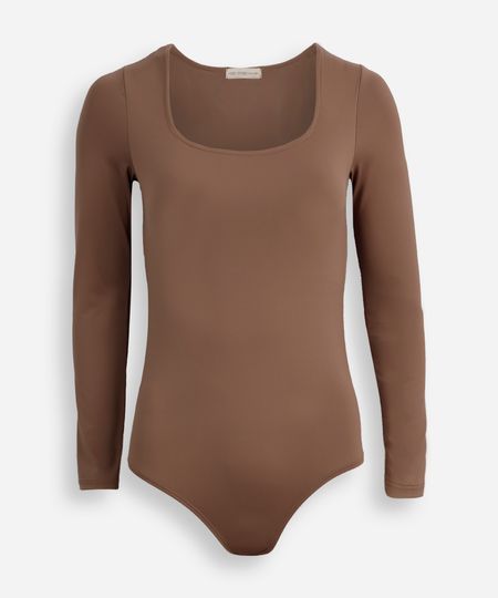 body juvenil manga longa decote quadrado marrom 14