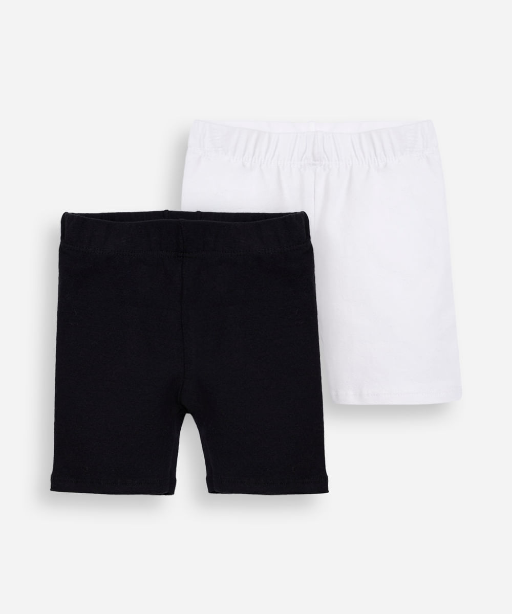 kit de 2 bermudas infantis ciclista colorida