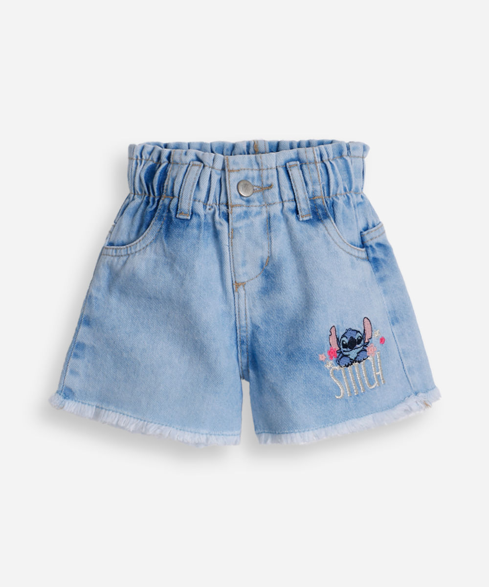 short clochard infantil jeans stitch azul