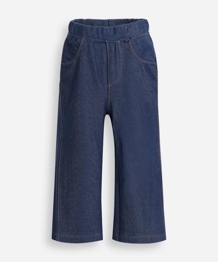 calça flare infantil jeans cós elástico azul 3